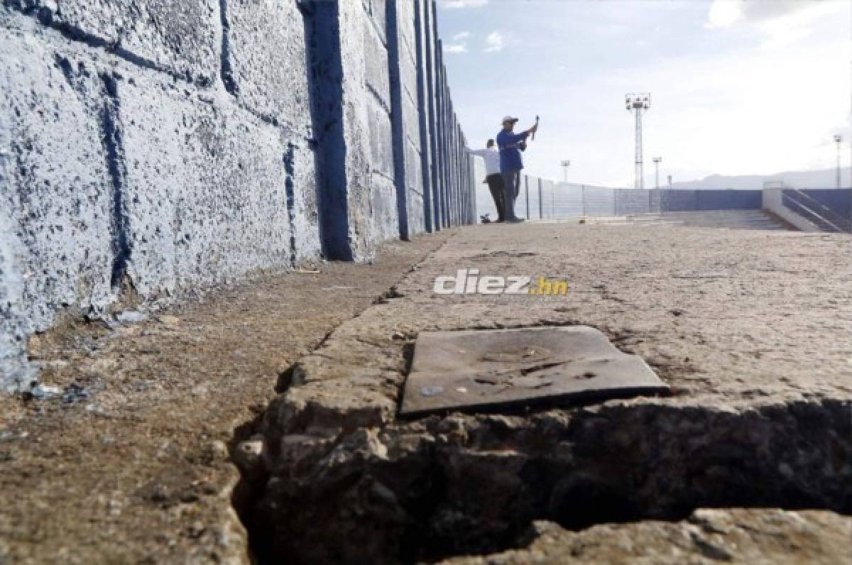 Vetusto, deteriorado y con grietas: Así luce el estadio Nacional de Tegucigalpa