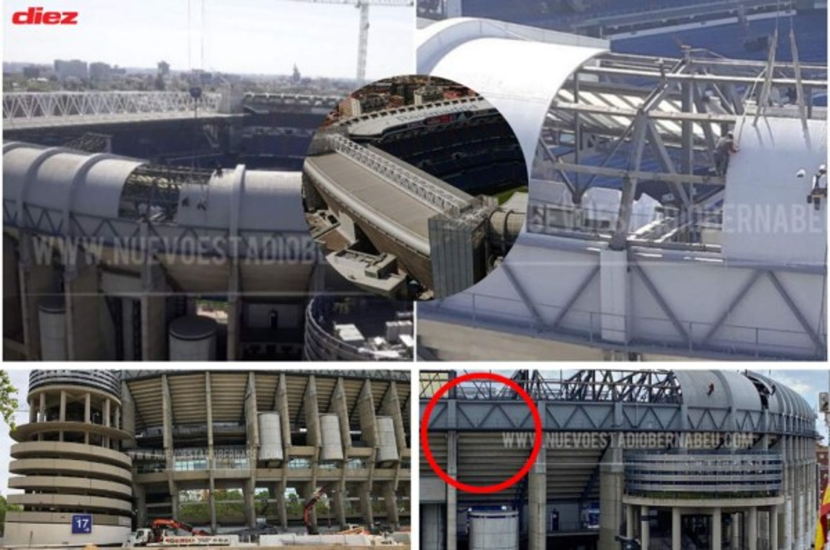 Comenzaron a poner el techo retráctil: Así marcha la remodelación del Santiago Bernabéu