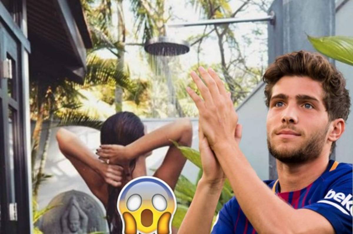 ¡Picante! La novia de Sergi Roberto se desnuda en la ducha en plena navidad