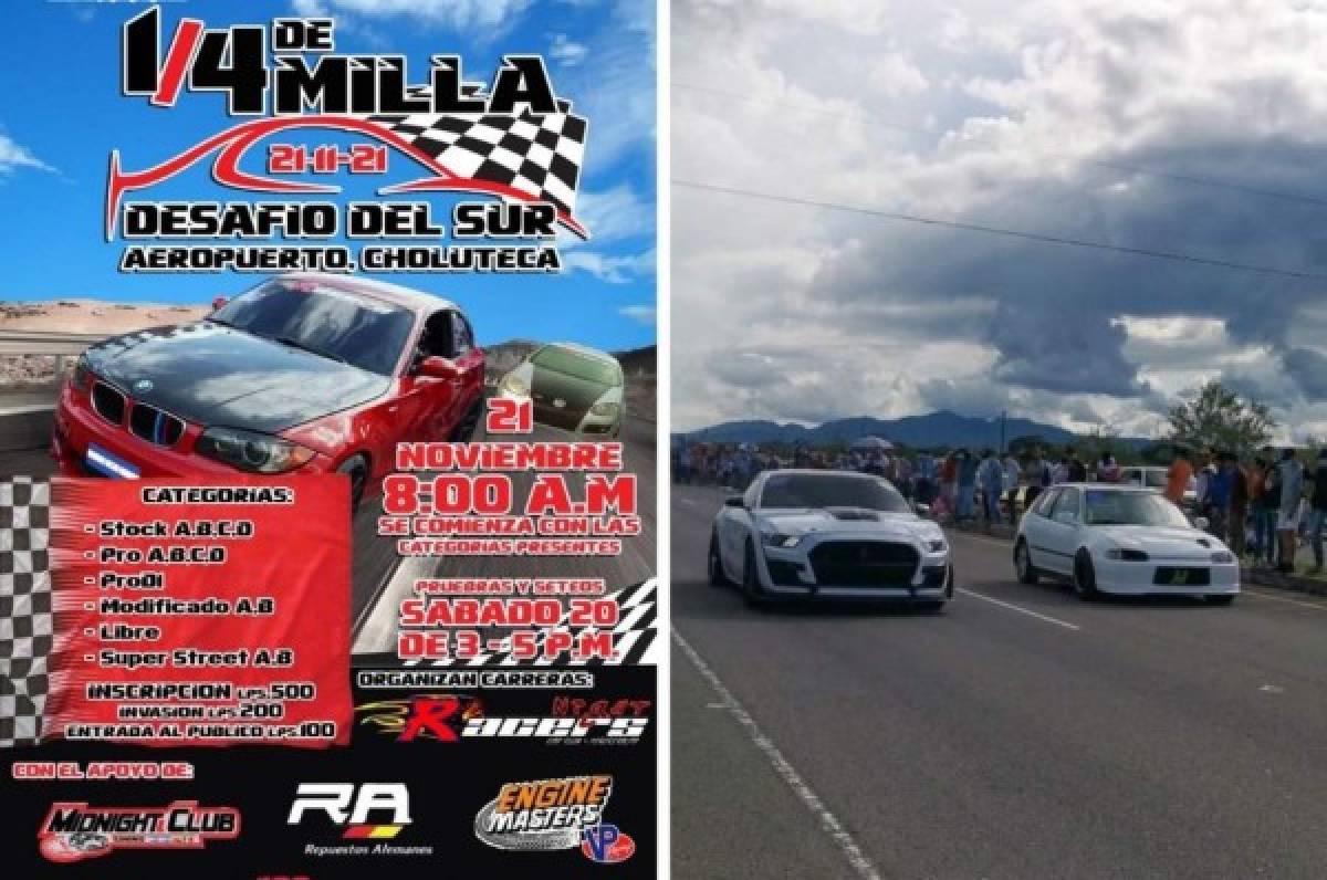 Cuarto de milla: Los autos más rápidos de Honduras y Centroamérica correrán en Choluteca