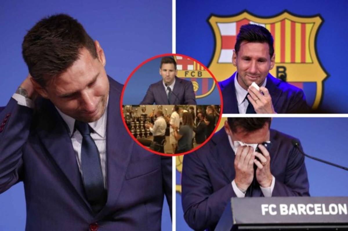 Las desgarradoras imágenes de Messi en su despedida: mar de lágrimas frente a Antonela y leyendas del Barcelona