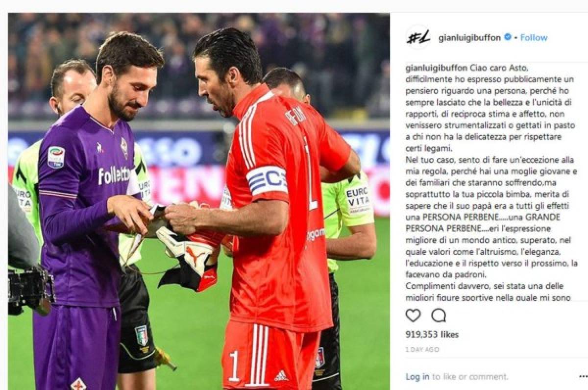 Los mensajes de condolencias a Davide Astori que comandan Totti, Buffon y Pirlo