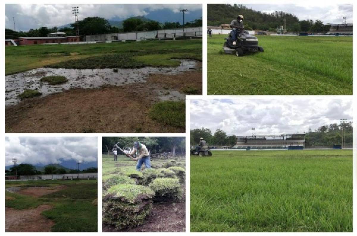 ¡Enorme cambio! Hace unos días lucía deplorable, hoy así luce la cancha del Argelio Sabillón