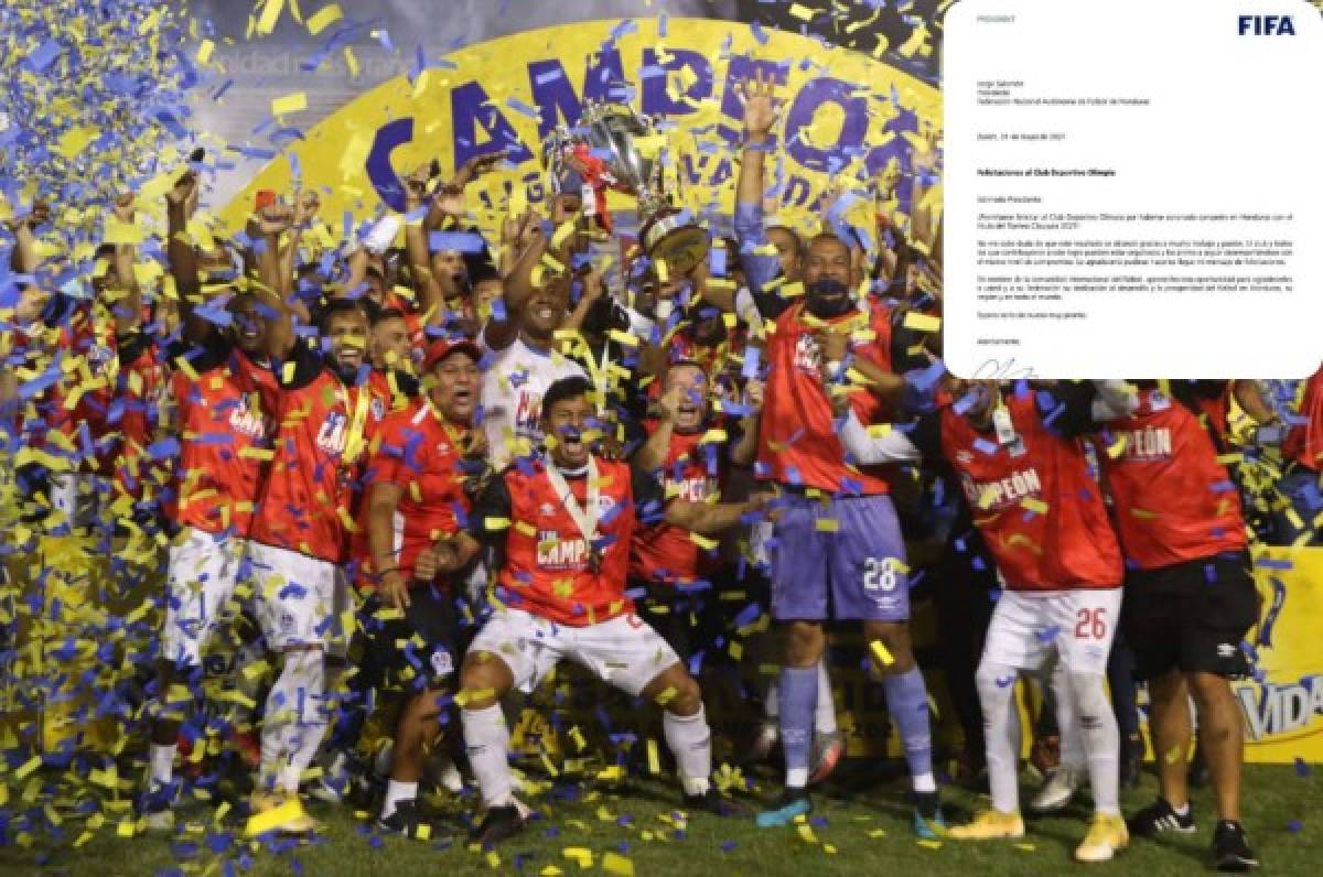 Olimpia recibe carta oficial de felicitación de la FIFA por la conquista de la copa 33 ante el Motagua