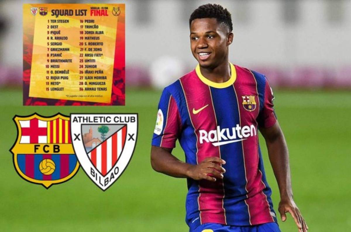 ¿Ansu Fati? La extensa convocatoria del Barcelona para la final de Copa del Rey ante el Bilbao