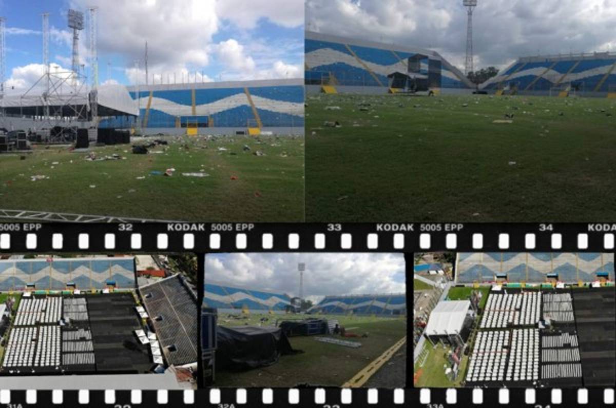 ¡En fotos! Así quedó la grama del estadio Morazán tras concierto en San Pedro Sula