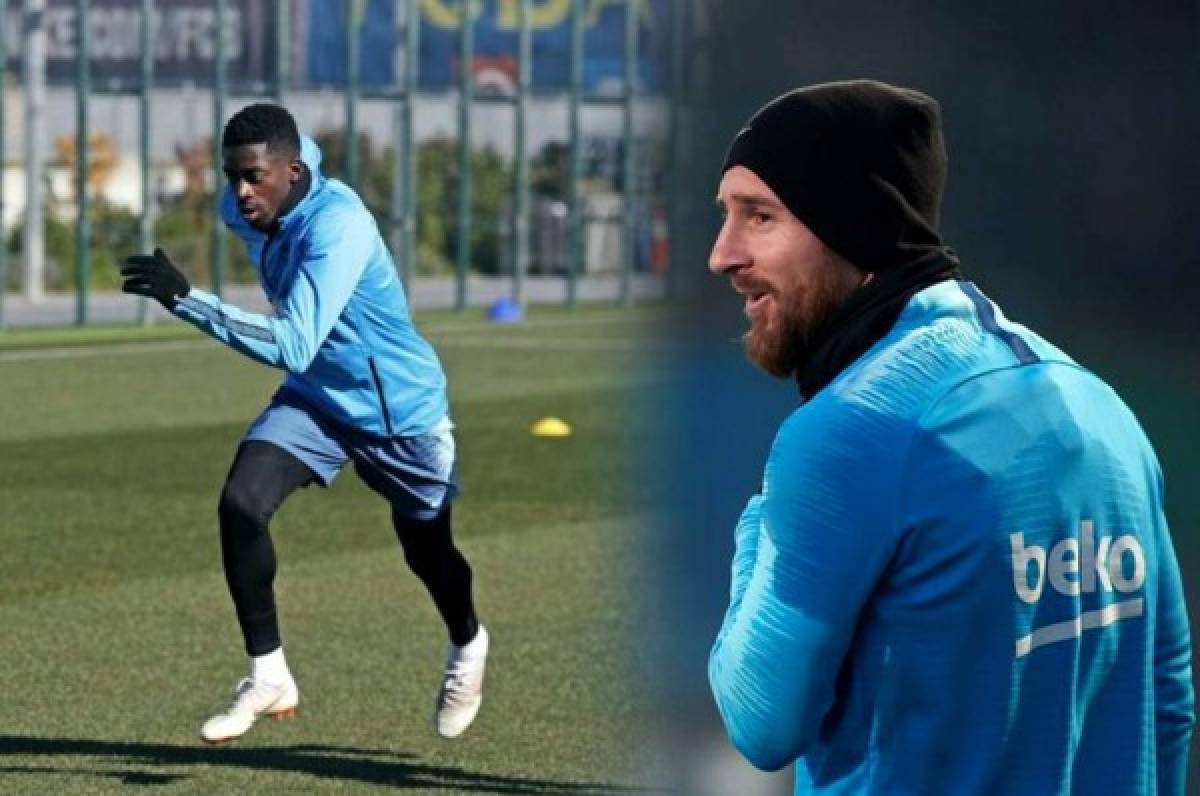 ¡Messi y Dembélé se entrenan con Barcelona y apuntan al Clásico!