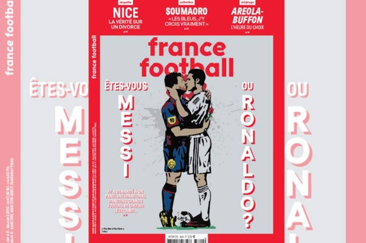 La polémica portada de revista con Messi y Cristiano Ronaldo besándose