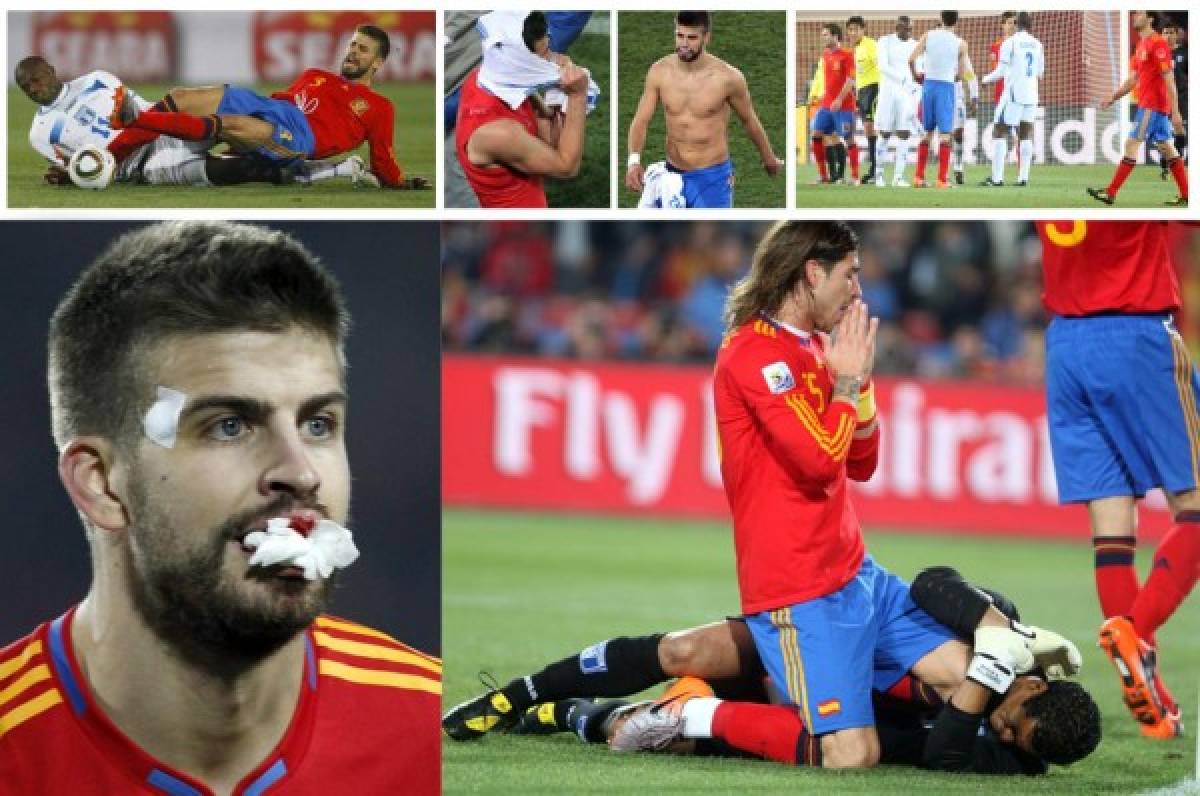 ¡Piqué sufrió con Welcome! Las imágenes del España-Honduras en Sudáfrica 2010