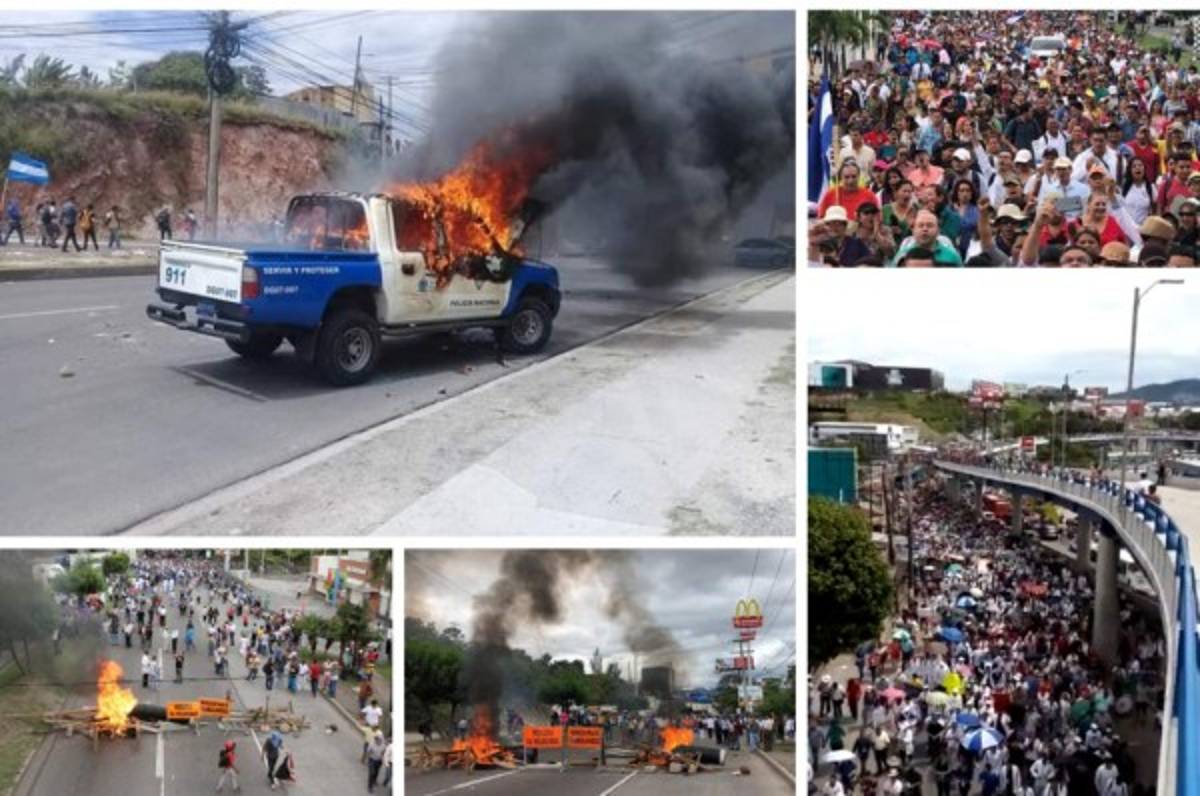 Honduras: Bombas lacrimógenas, piedras y llantas quemadas en las protestas  