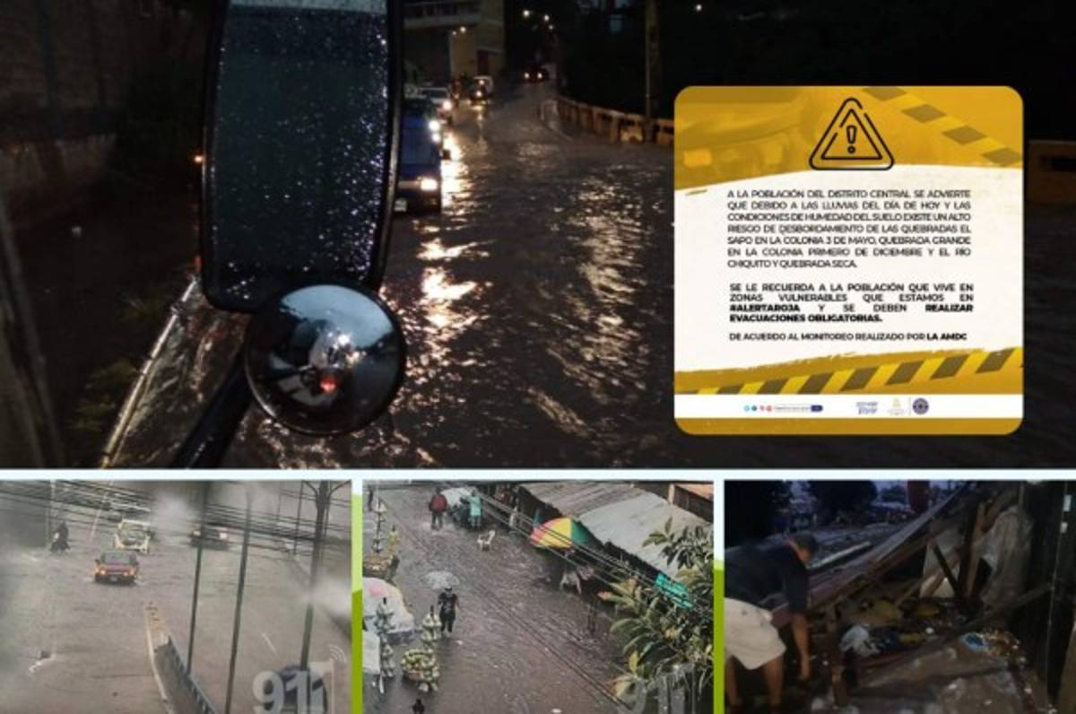 Inundaciones, derrumbes y caos vial provocan fuertes lluvias en varias zonas en Tegucigalpa