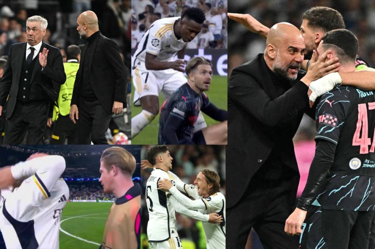 Real Madrid - City: Guardiola explota en el Bernabéu, el extraño gesto de Ancelotti y el cruce de Vinicius con rival