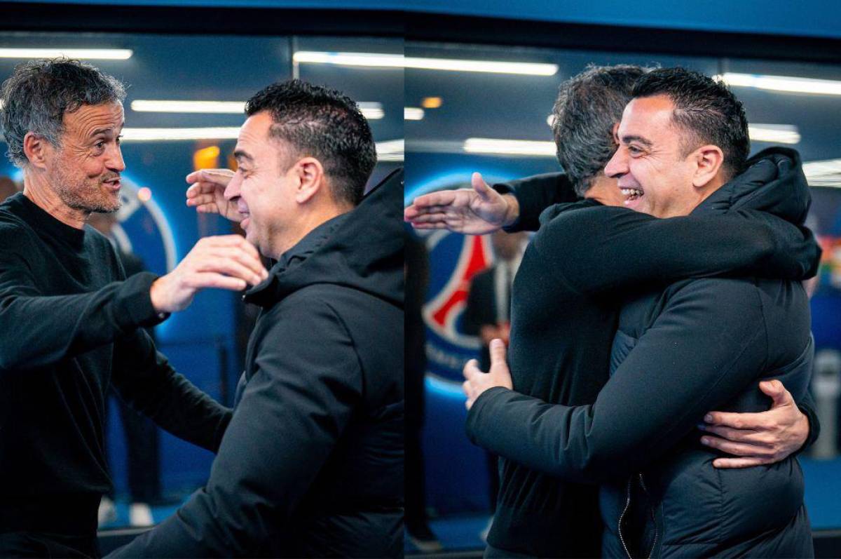 Luis Enrique y Xavi Hernández se dieron un tremendo abrazo.