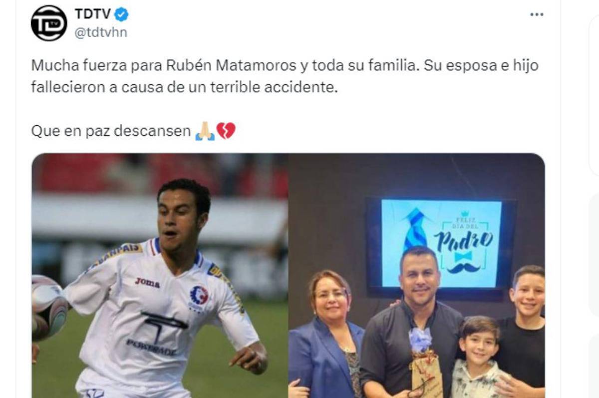 Ruben Matamoros recibe apoyo y solidaridad de la prensa hondureña y club de fútbol tras la muerte de su hijo menor