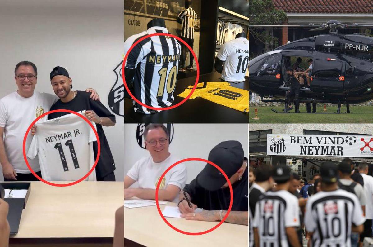 Neymar revoluciona Brasil: llegó en helicóptero, su problema en la firma y ¿por qué tiene el dorsal 11 y 10 en la camiseta de Santos?