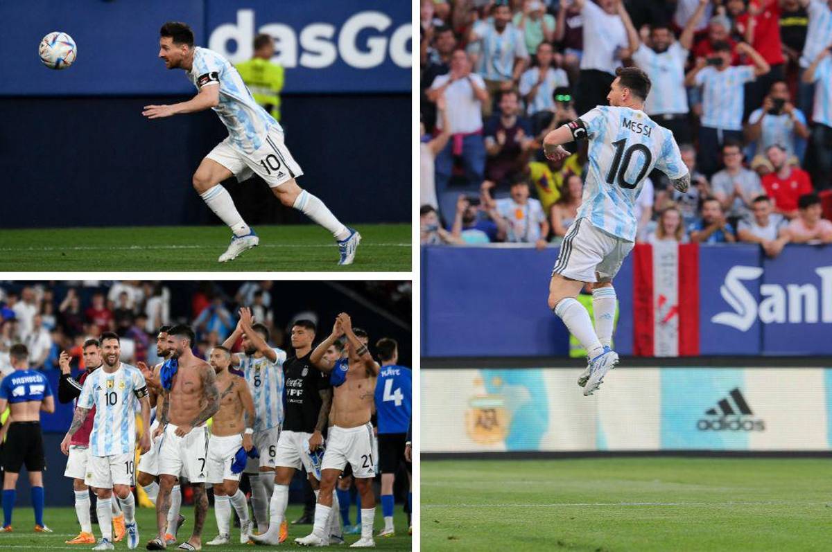 Las imágenes de la presentación estelar de Messi en el Argentina-Estonia: Su récord de cinco goles y alegría total