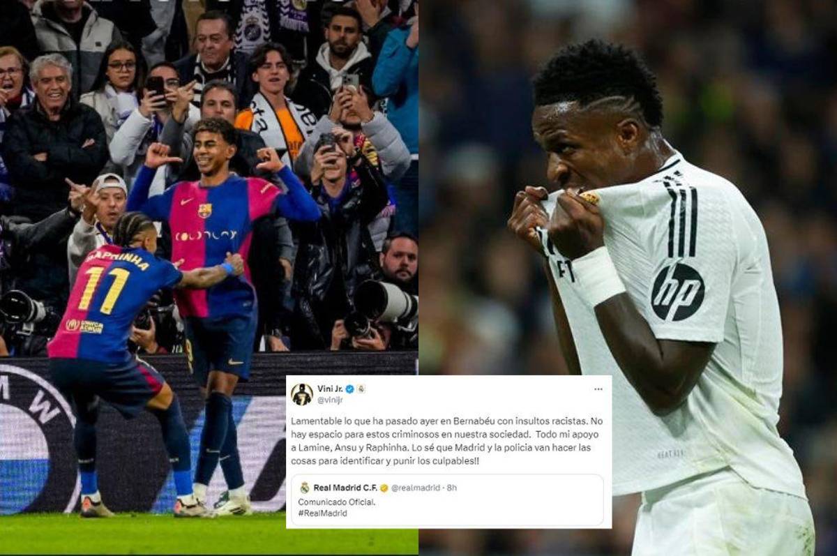 El comunicado de Vinicius tras los insultos racistas contra Lamine Yamal y Raphinha en el clásico en el Bernabéu