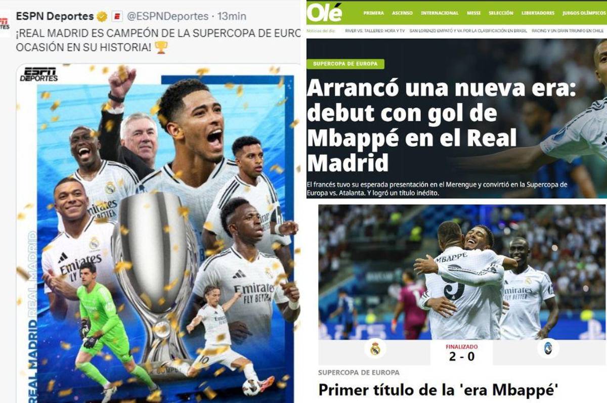 “La era Mbappé y los nuevos galácticos”: Lo que dice la prensa mundial tras título del Real Madrid en la Supercopa de Europa