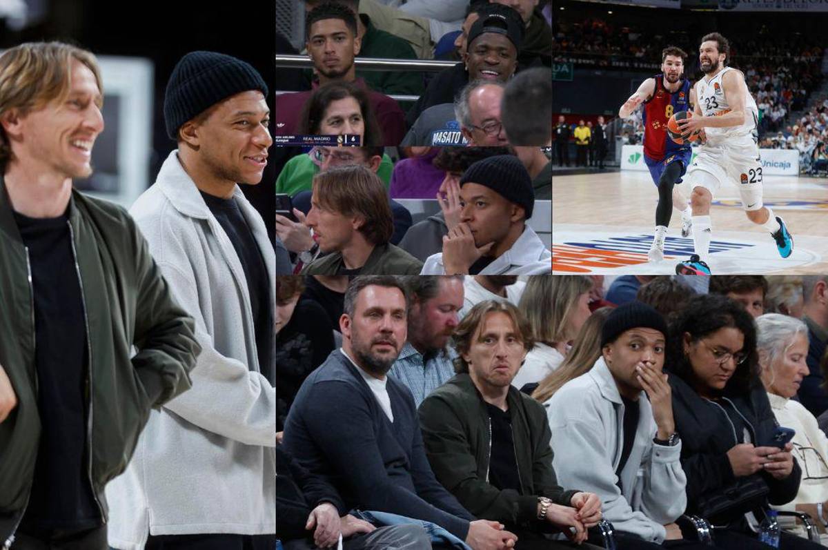 Modric realizó tremendo gesto y Mbappé con cara de pocos amigos: estrellas del Madrid sorprendieron en el clásico del Basketball