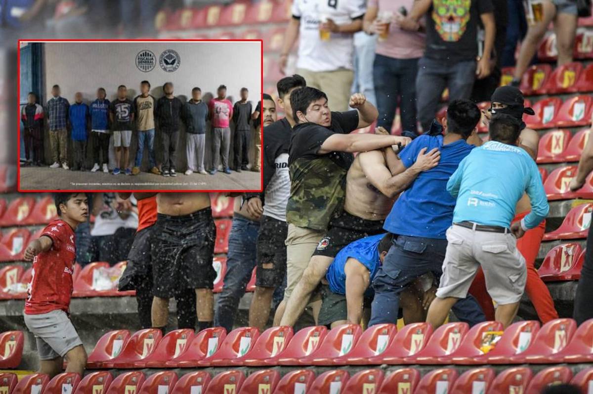Divulgan nombres y rostros: capturan a 10 hombres responsables de la pelea de barras entre Querétaro y Atlas