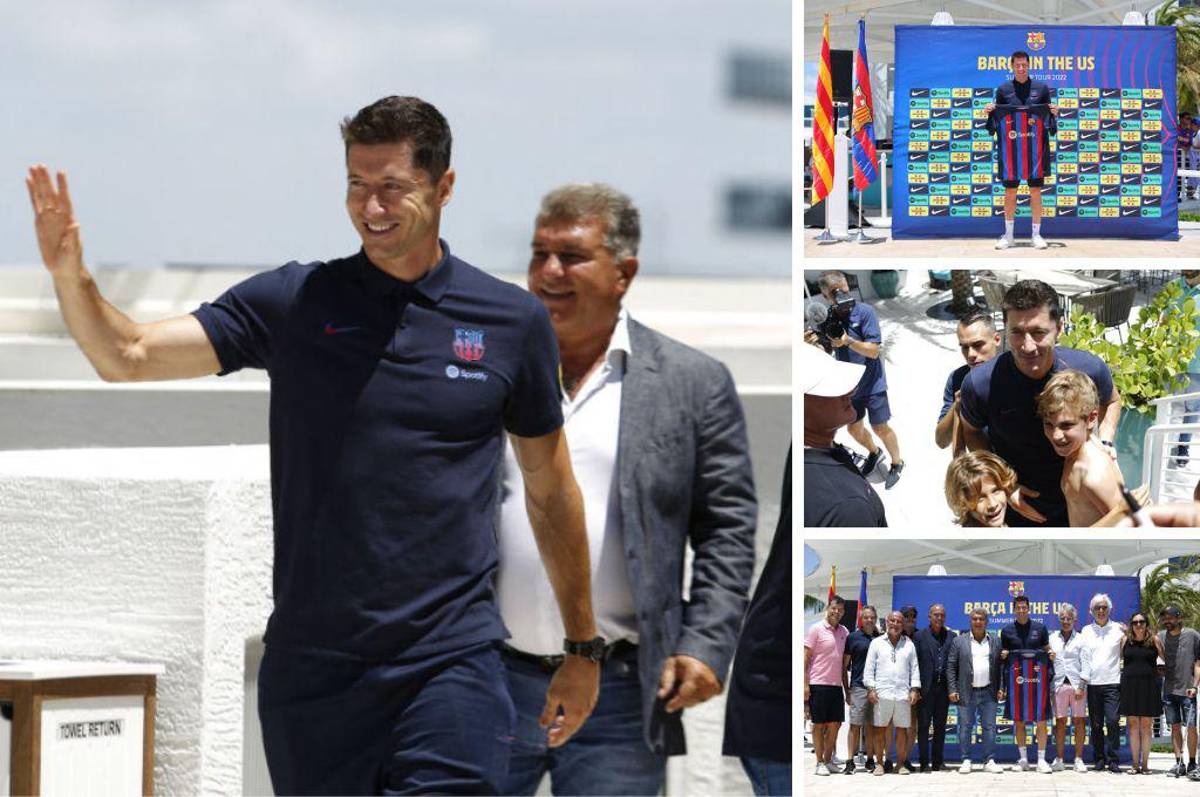 Así fue la sencilla presentación de Lewandowski en Miami como nuevo jugador del Barcelona ¿Y su dorsal?