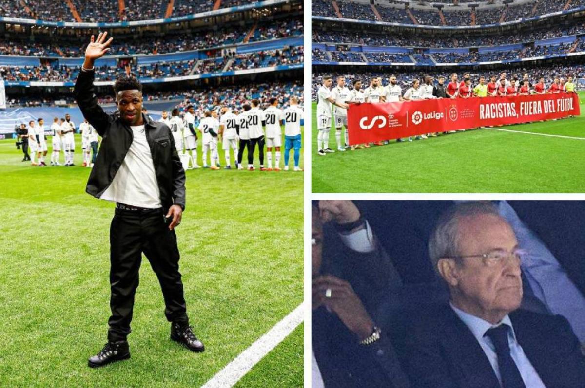 FOTOS: El Real Madrid rinde homenaje a Vinicius, el mensaje contra el racismo y la visita de Florentino Pérez
