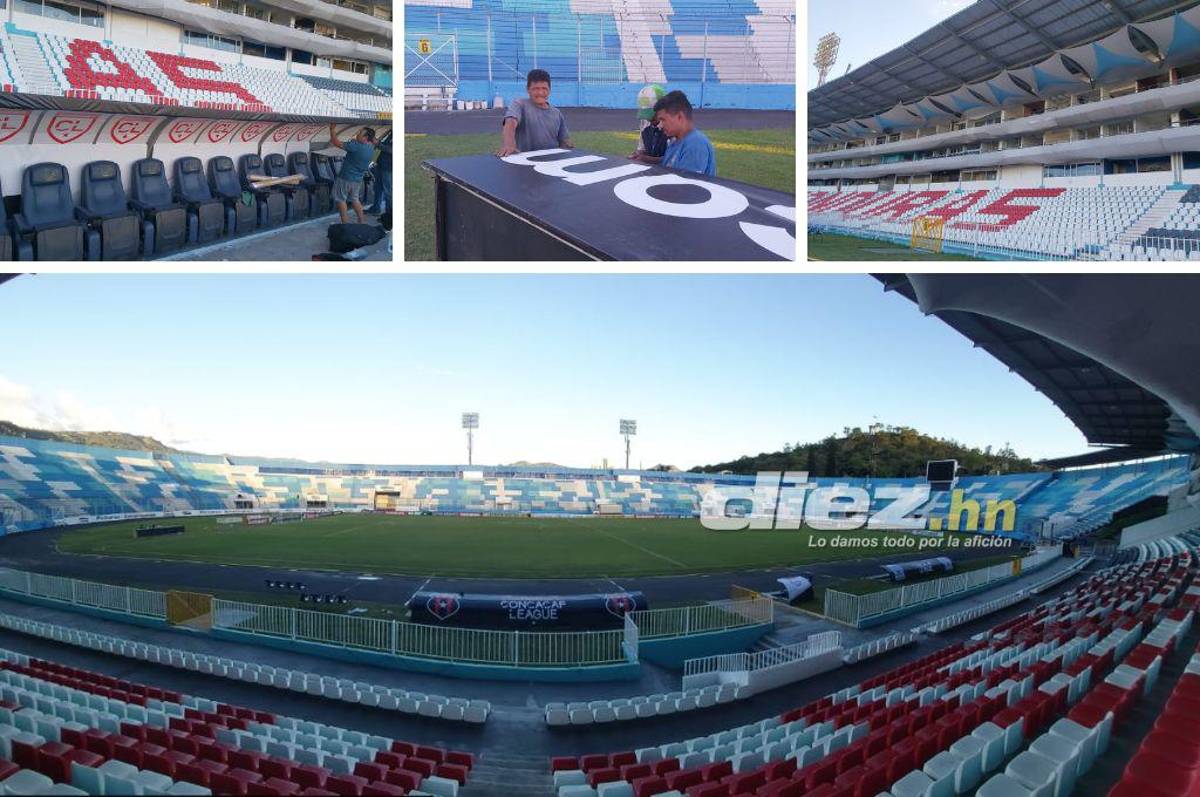 Así pulen el estadio Nacional de Tegucigalpa para la final entre Olimpia y Alajuelense en la Liga Concacaf