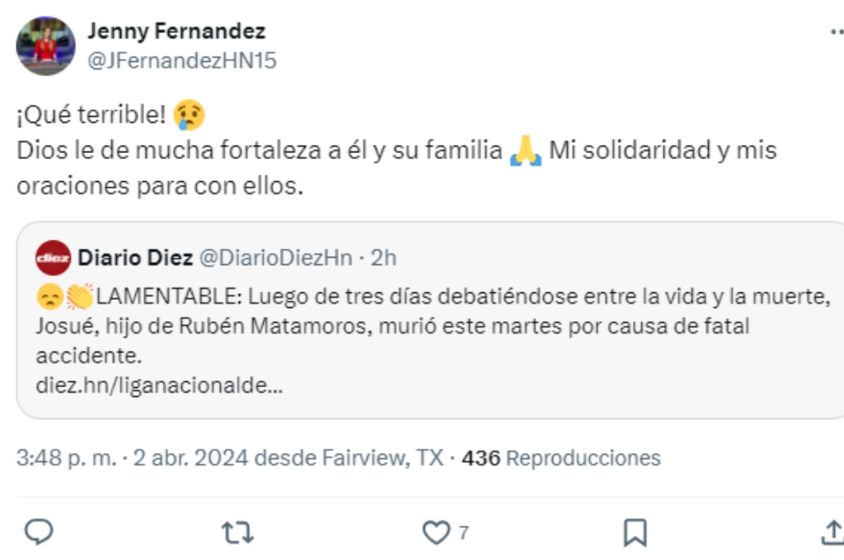 Ruben Matamoros recibe apoyo y solidaridad de la prensa hondureña y club de fútbol tras la muerte de su hijo menor
