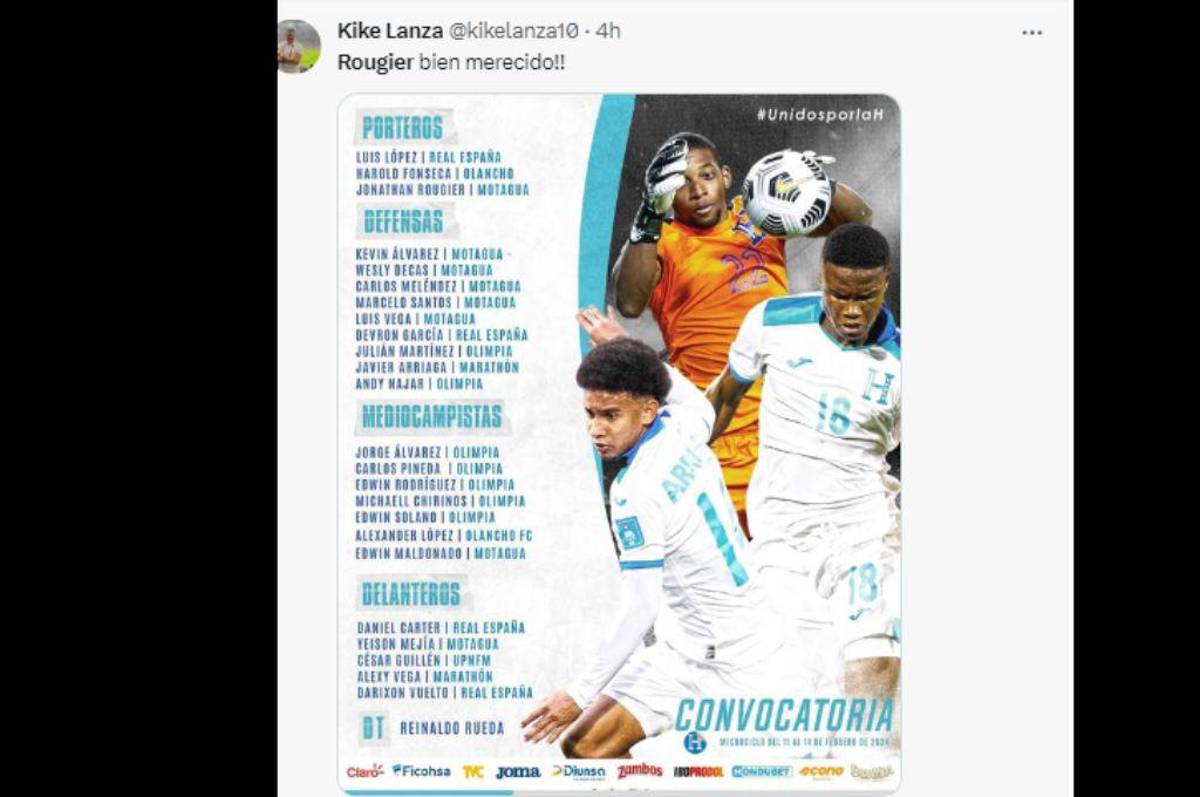 “Rueda es un acomodado”, “más que merecido”: así reaccionó la prensa hondureña tras el llamado de Rougier a la ‘H’”