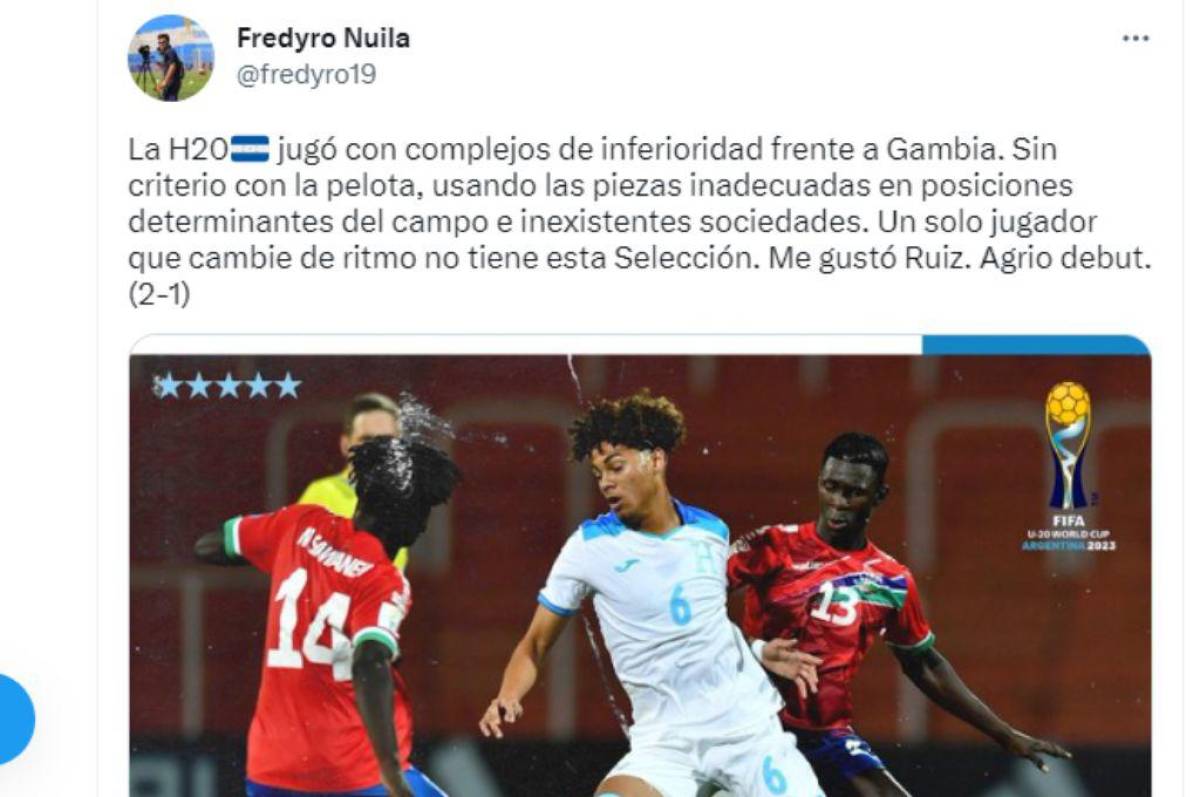 Prensa hondureña reacciona molesta tras la derrota de la Selección Sub-20 de Honduras ante Gambia en Argentina