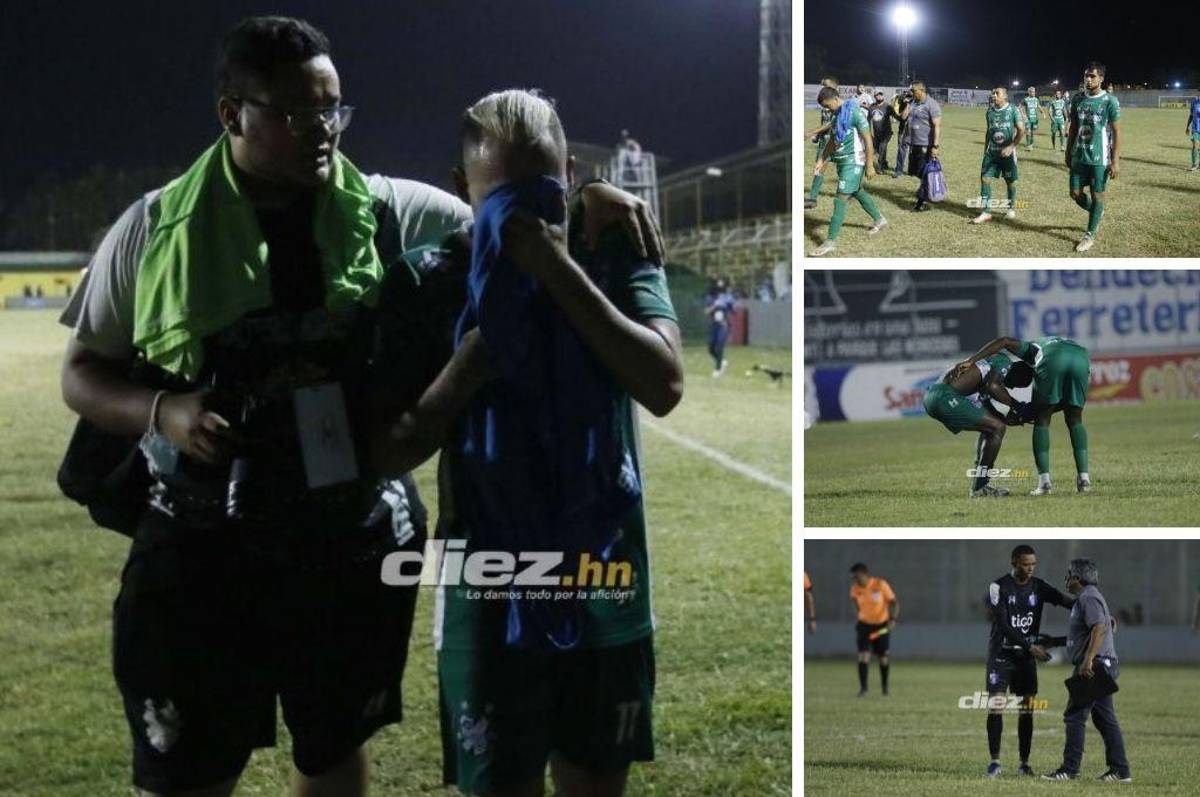 ¡Futbolistas destrozados! Las tristes imágenes del último partido de Platense en primera división en Honduras