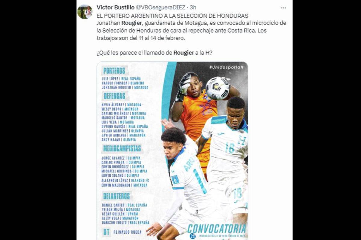 “Rueda es un acomodado”, “más que merecido”: así reaccionó la prensa hondureña tras el llamado de Rougier a la ‘H’”
