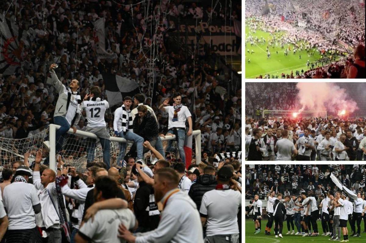 ¡Locura total! La invasión de los hinchas del Eintracht Frankfurt tras volver a una final europea 42 años después