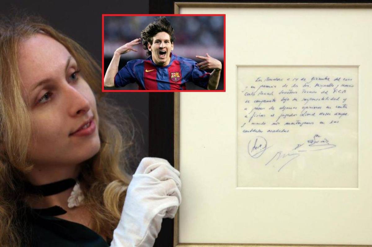 En subasta la servilleta donde Messi firmó su primer contrato con Barcelona: impactante precio que esperan recibir