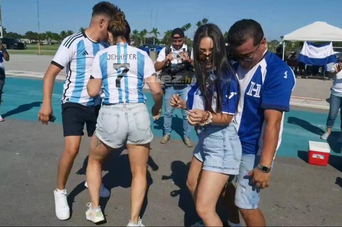 ¡Qué belleza! Imperdible pelea de baile punta entre hondureña y argentina a las afueras del Hard Rock de Miami