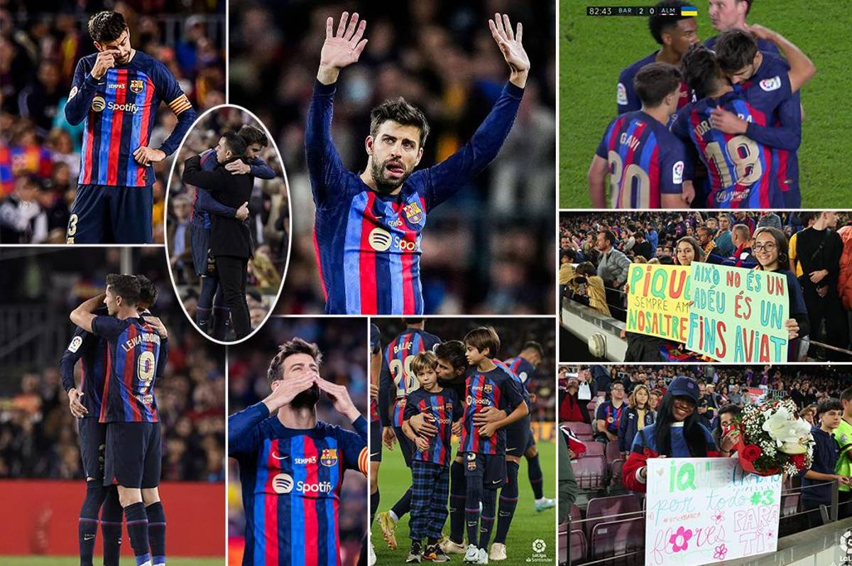 Con sus hijos, entre lágrimas y hasta le llevaron flores: la última noche de Piqué como jugador del Barcelona en el Camp Nou