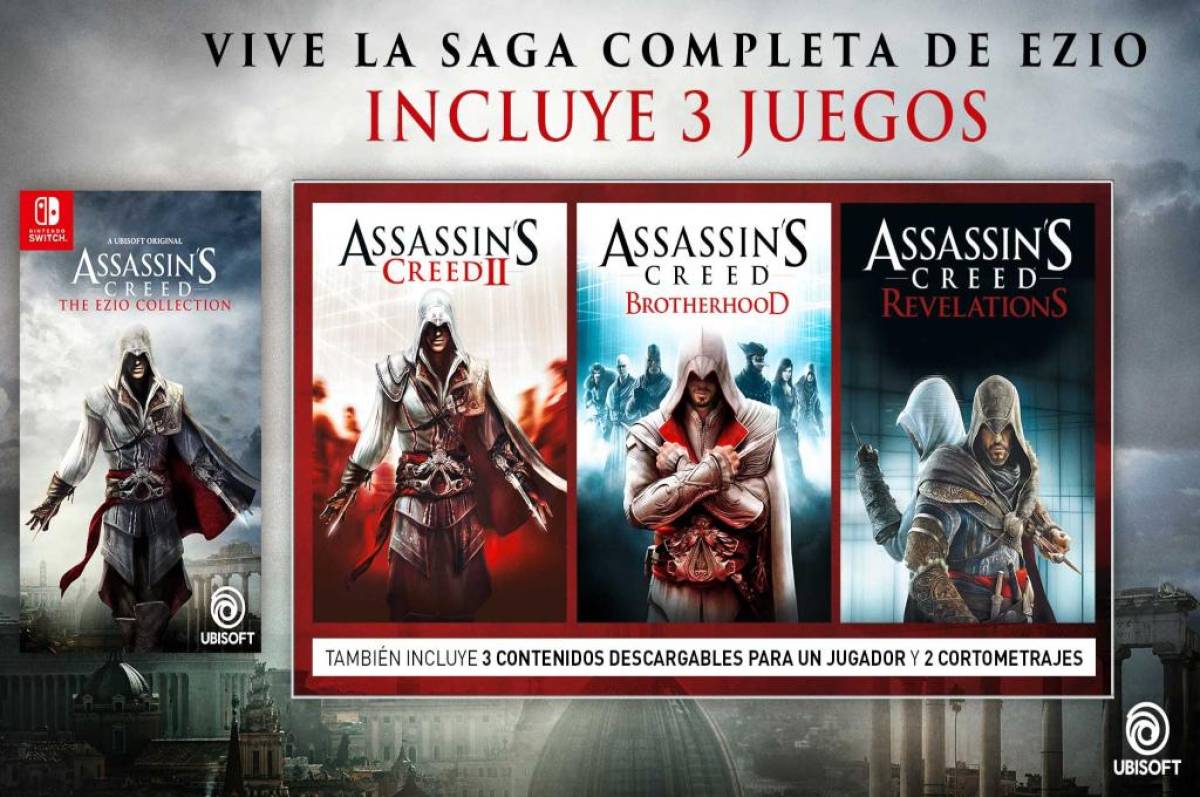 Assassin’s Creed: la trilogía de Ezio llegará a Nintendo Switch en febrero, con controles adaptados para la consola