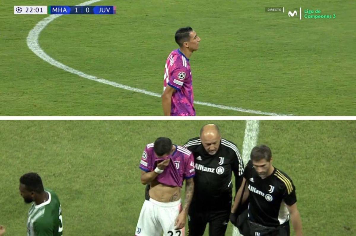 ¡Preocupación en Argentina! Ángel Dí María salió lesionado en el partido entre Juventus y Maccabi Haifa