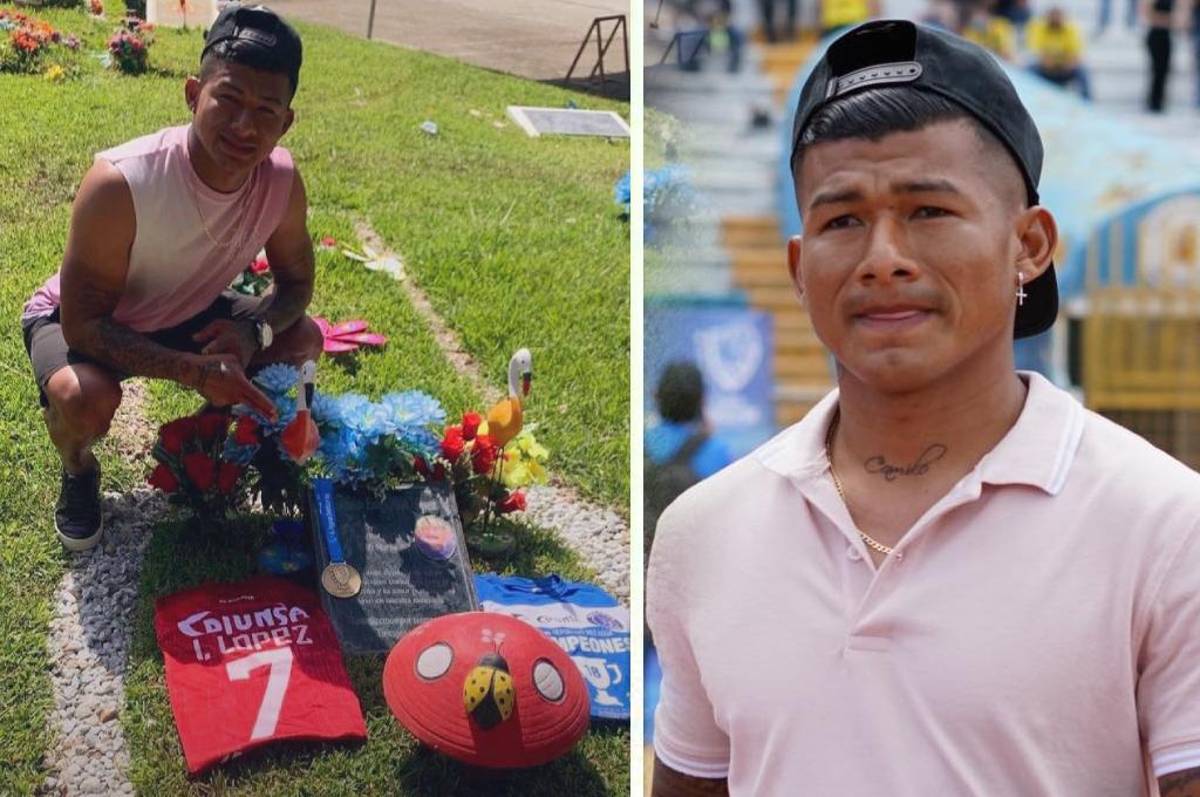 El emotivo gesto del “Chino” López tras ser campeón con Motagua: visita la tumba de su padre y cumple su promesa