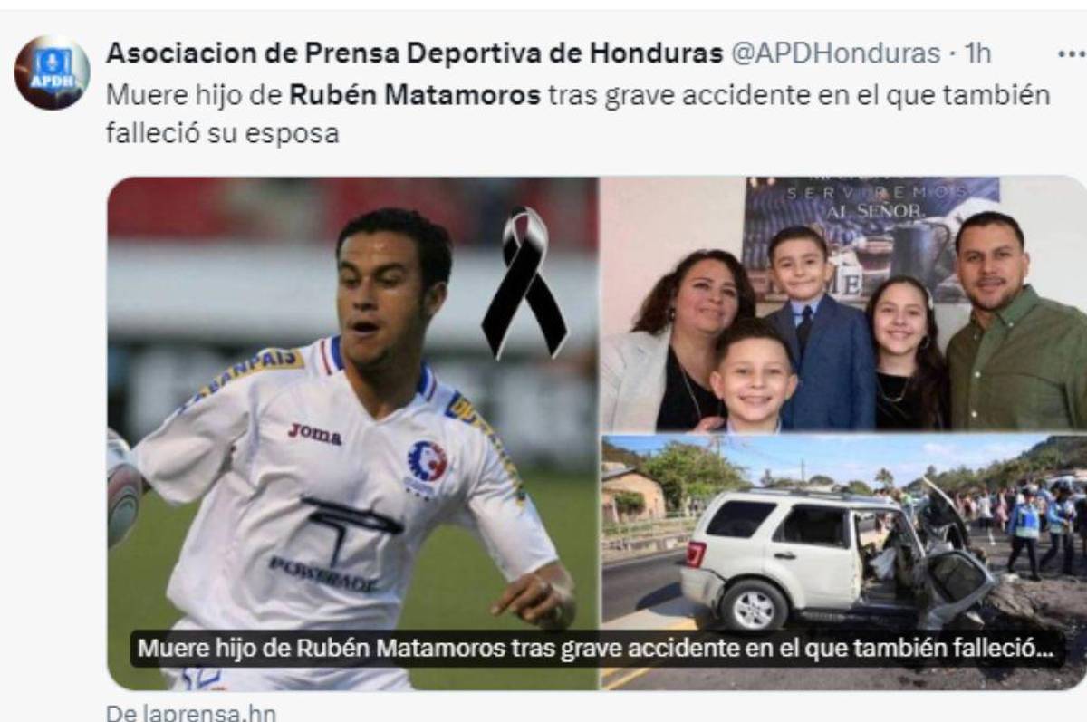 Ruben Matamoros recibe apoyo y solidaridad de la prensa hondureña y club de fútbol tras la muerte de su hijo menor