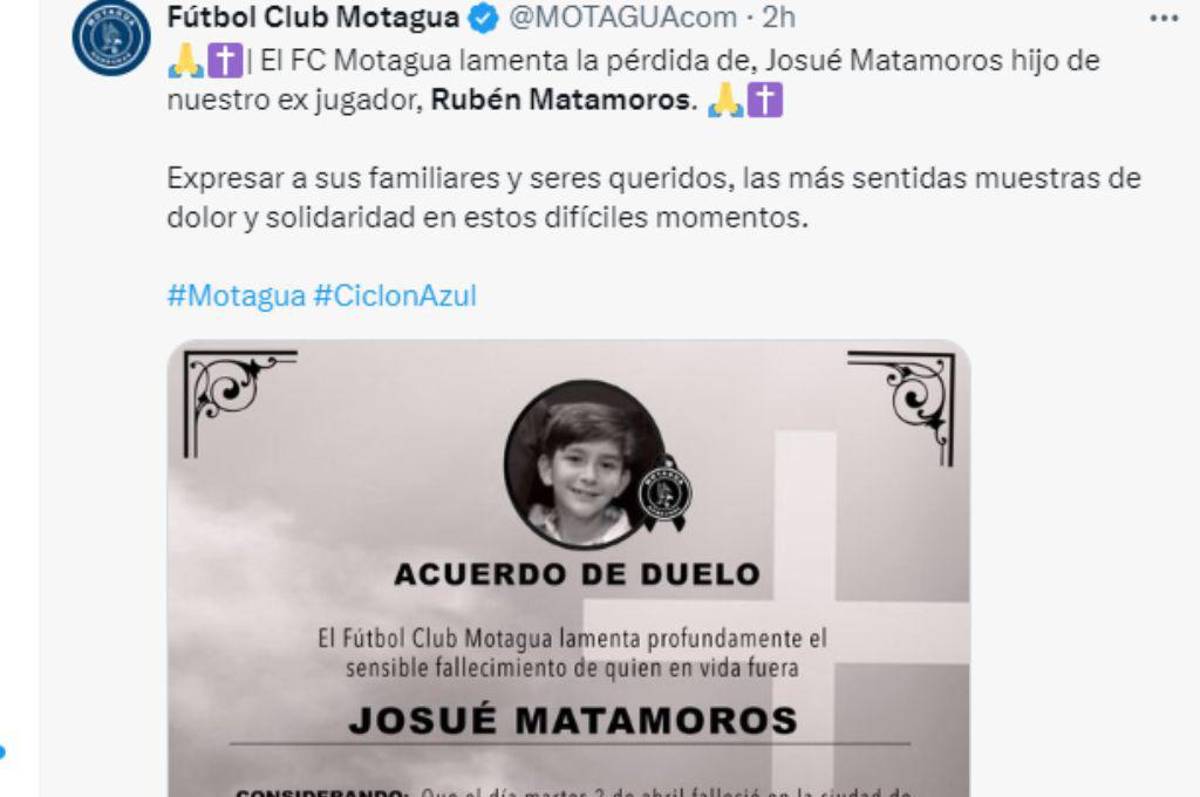 Ruben Matamoros recibe apoyo y solidaridad de la prensa hondureña y club de fútbol tras la muerte de su hijo menor