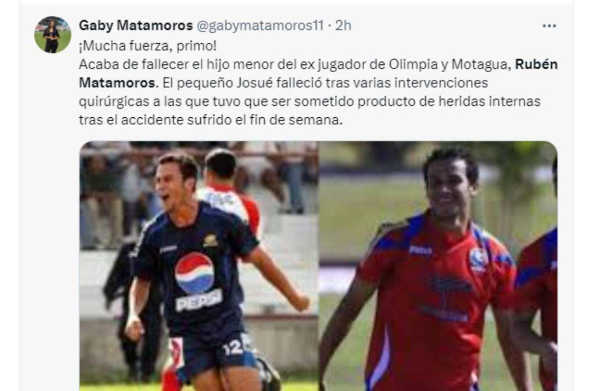 Ruben Matamoros recibe apoyo y solidaridad de la prensa hondureña y club de fútbol tras la muerte de su hijo menor