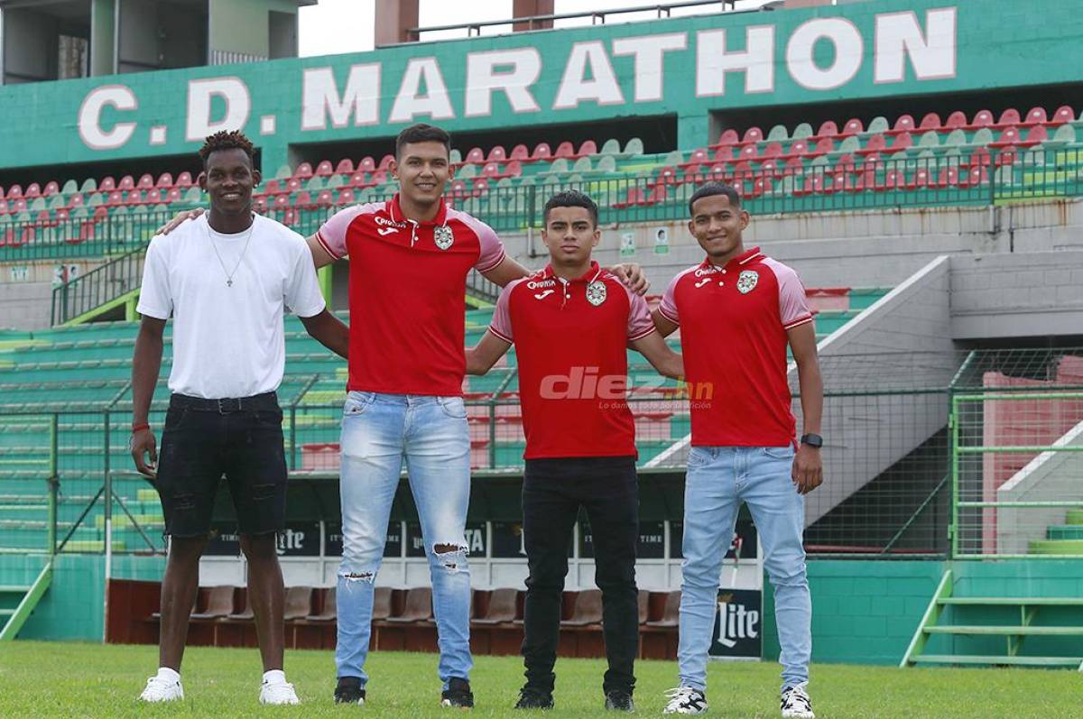 Los jugadores de Marathón, Isaac Castillo, Bryan Castillo, José Aguilera y Luis Vega, canteranos del Marathón por los que apostarán en el Clausura.