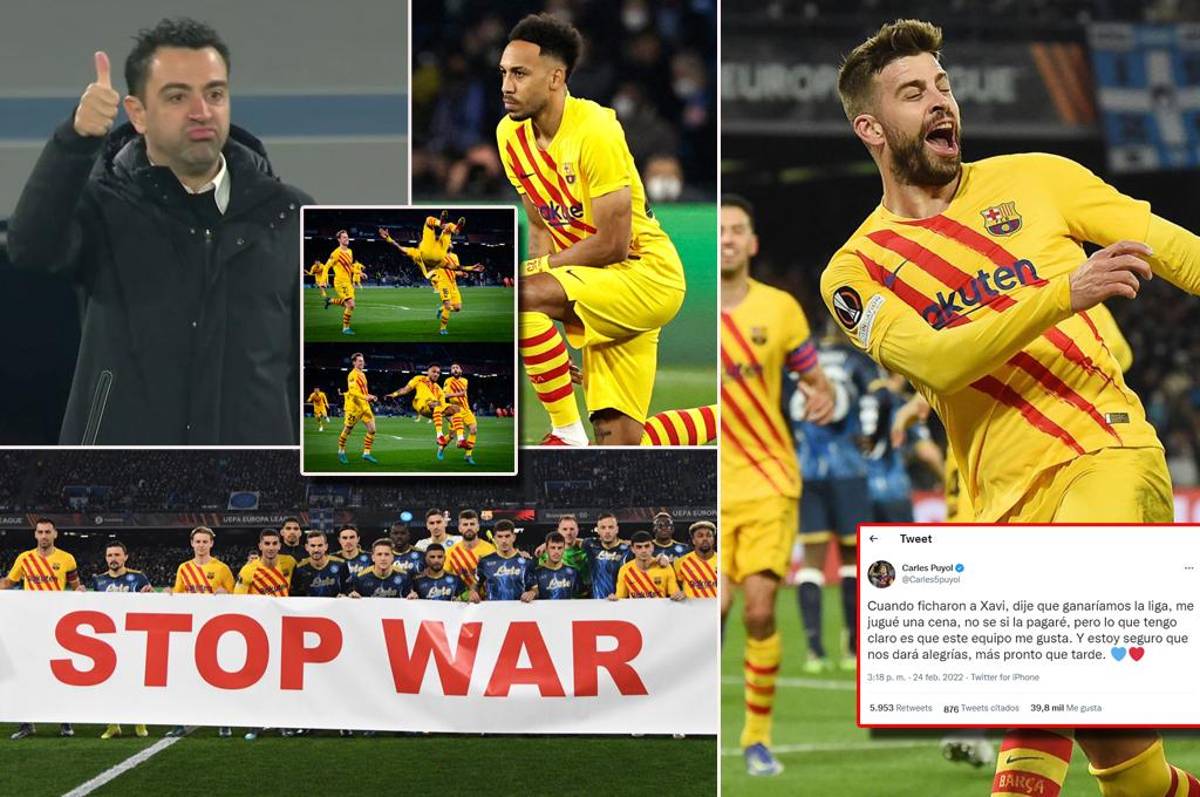 Piqué se disfraza de ‘9’, el mensaje por el conflicto Rusia-Ucrania y Puyol sorprende con su revelación en el Barcelona-Napoli