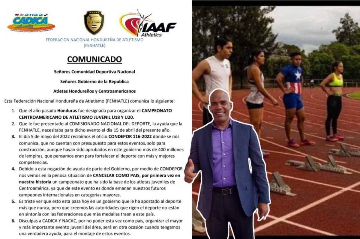 Federación Hondureña de Atletismo cancela campeonato juvenil centroamericano por falta de apoyo económico de Condepor