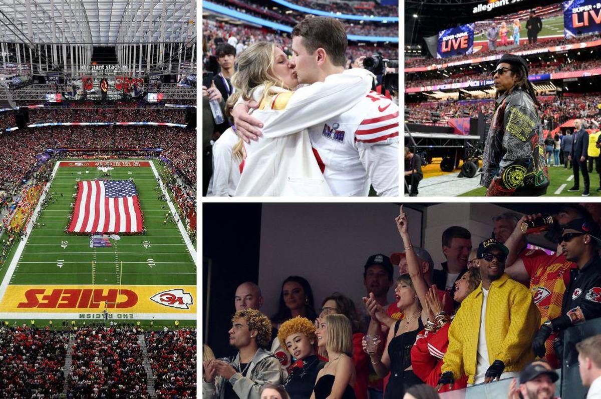 Super Bowl Chiefs-49ers: Taylor Swift se roba las miradas en graderías, besos y grandes estrellas de invitados