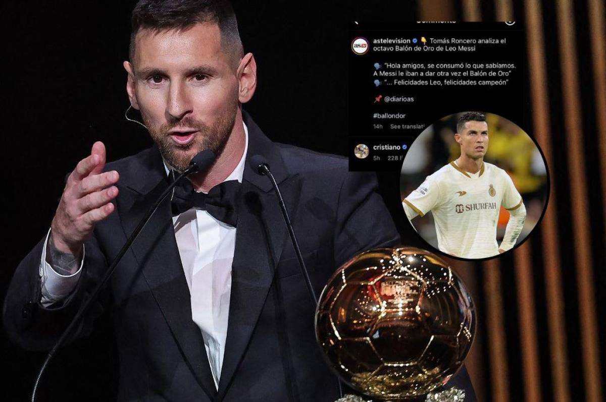 La reacción de Cristiano Ronaldo al octavo Balón de Oro de Lionel Messi  ¿Polémica o