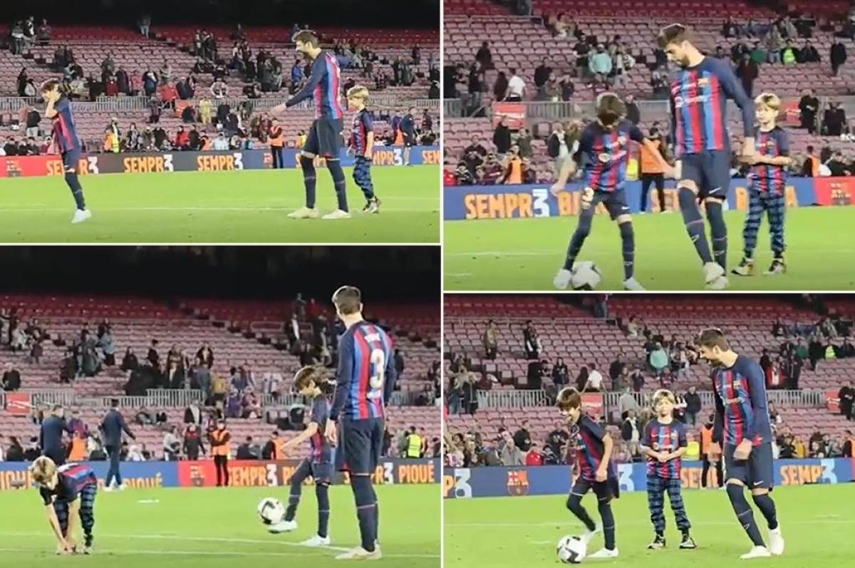 Le metió dos caños a Milan: los últimos toques de Piqué en el Camp Nou con sus hijos