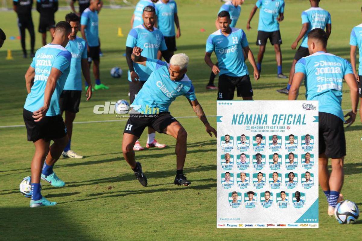 La nómina oficial de 23 jugadores de la Selección de Honduras para el partido ante Costa Rica; cinco se quedaron fuera