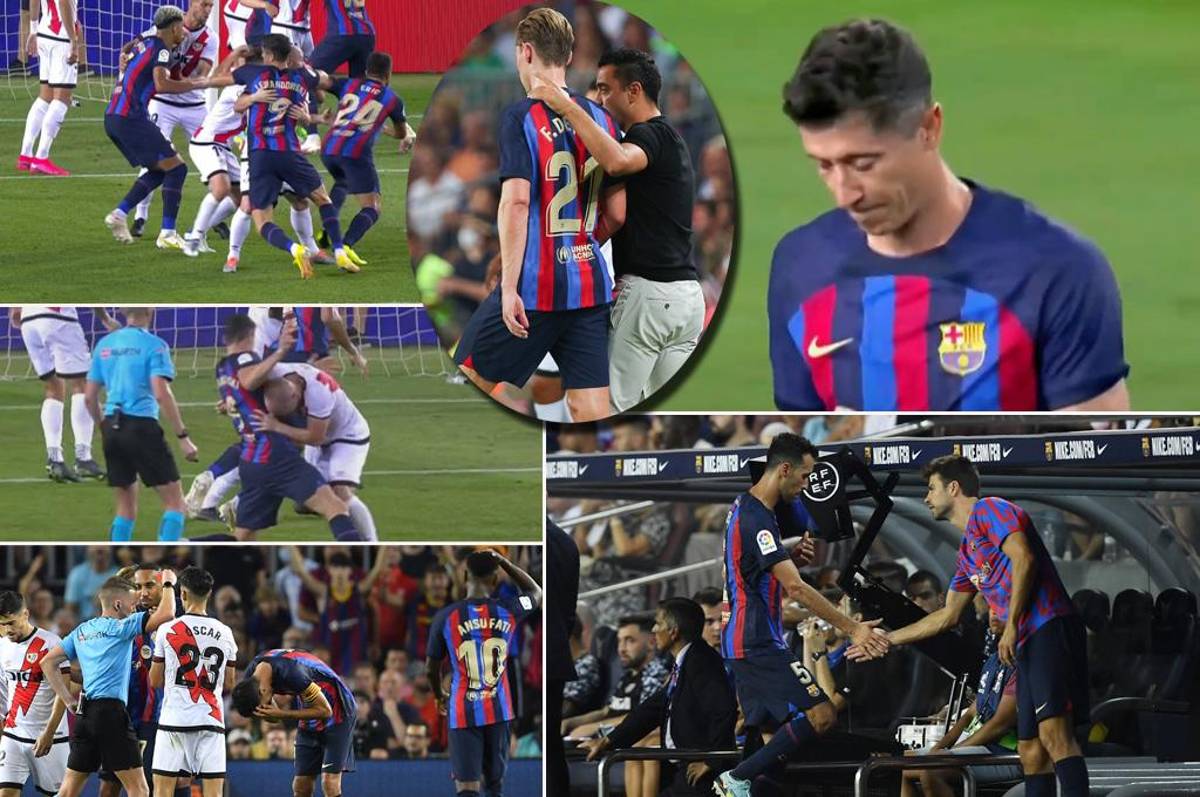 El gesto de Lewandowski tras terminar el partido y codazo de Busquets a Falcao; así fue el penal que pidió todo el Barcelona